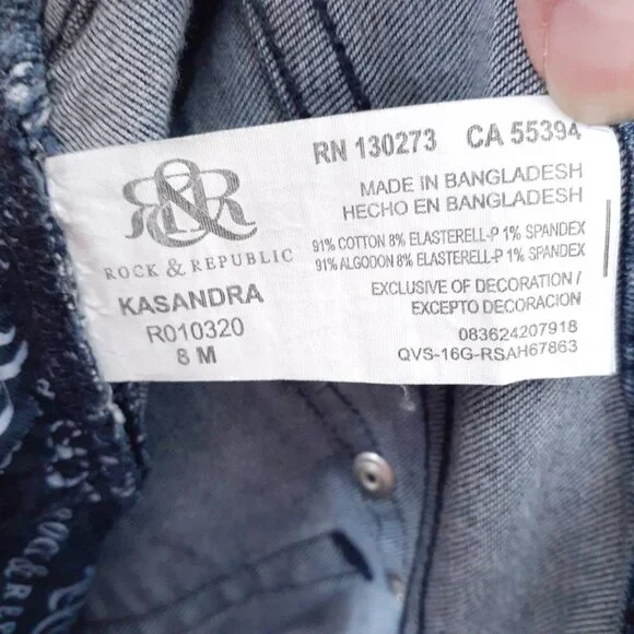 Rock & Republic Womens Jeans Sz 8 Kasandra Bootcut Rivets 836 - Picture 6 of 7